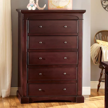 Transitional Chocolate Brown 5-Drawer Chest